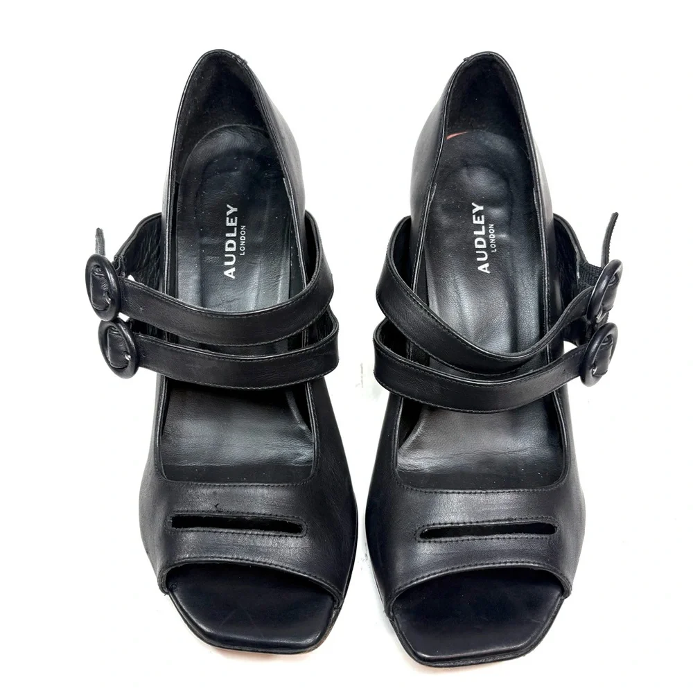 Audley London x Anthropologie Black Leather Geometric Pumps | 38.5 - Picture 3 of 11